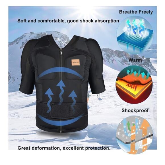 BenKen Anti-Collision Sports Shirt Short Sleeve Body Armor Protective Gear Large - Picture 11 of 11